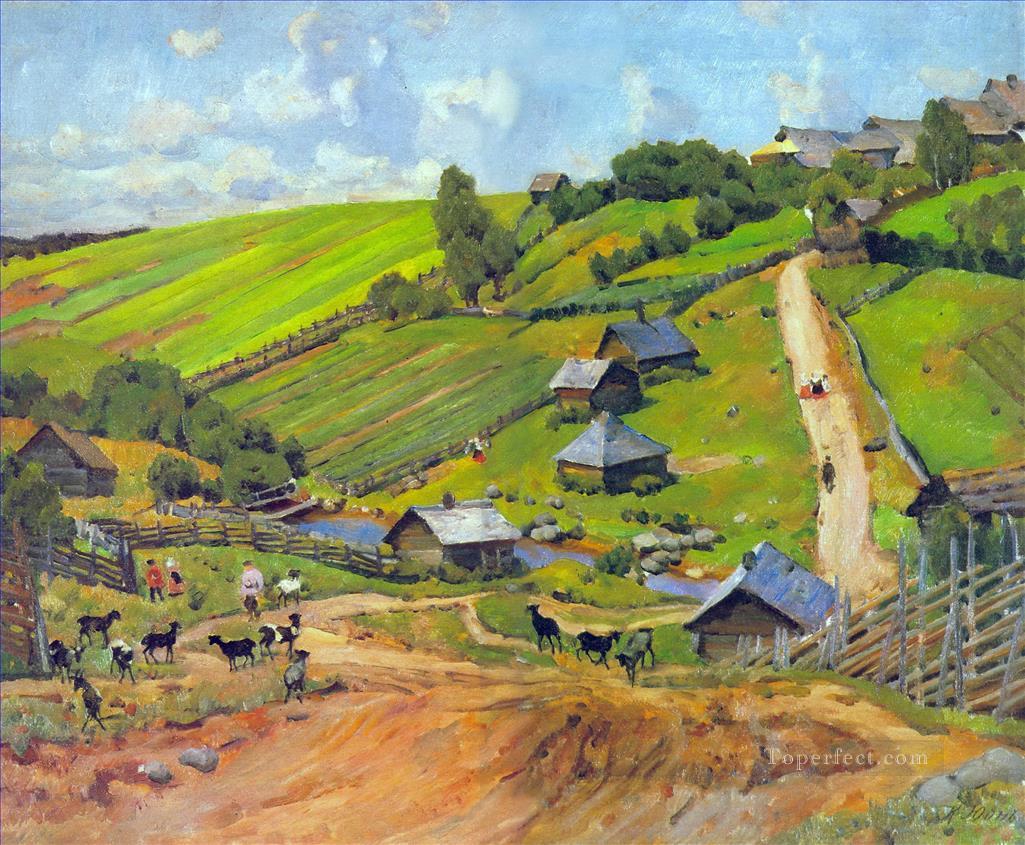 village of novgorod governorate 1912 Konstantin Yuon Oil Paintings